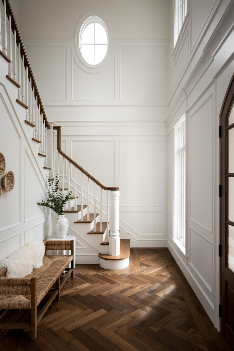 Benjamin Moore - Winter coziness is in full effect in this living room.  With plenty of plush accents, woodsy decor and homeowner fave White Dove  OC-17 on the walls and mantel, it